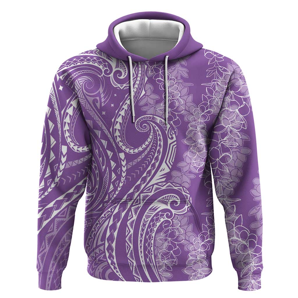 Polynesia Plumeria Lei Zip Hoodie Periwinkle Curves Motif