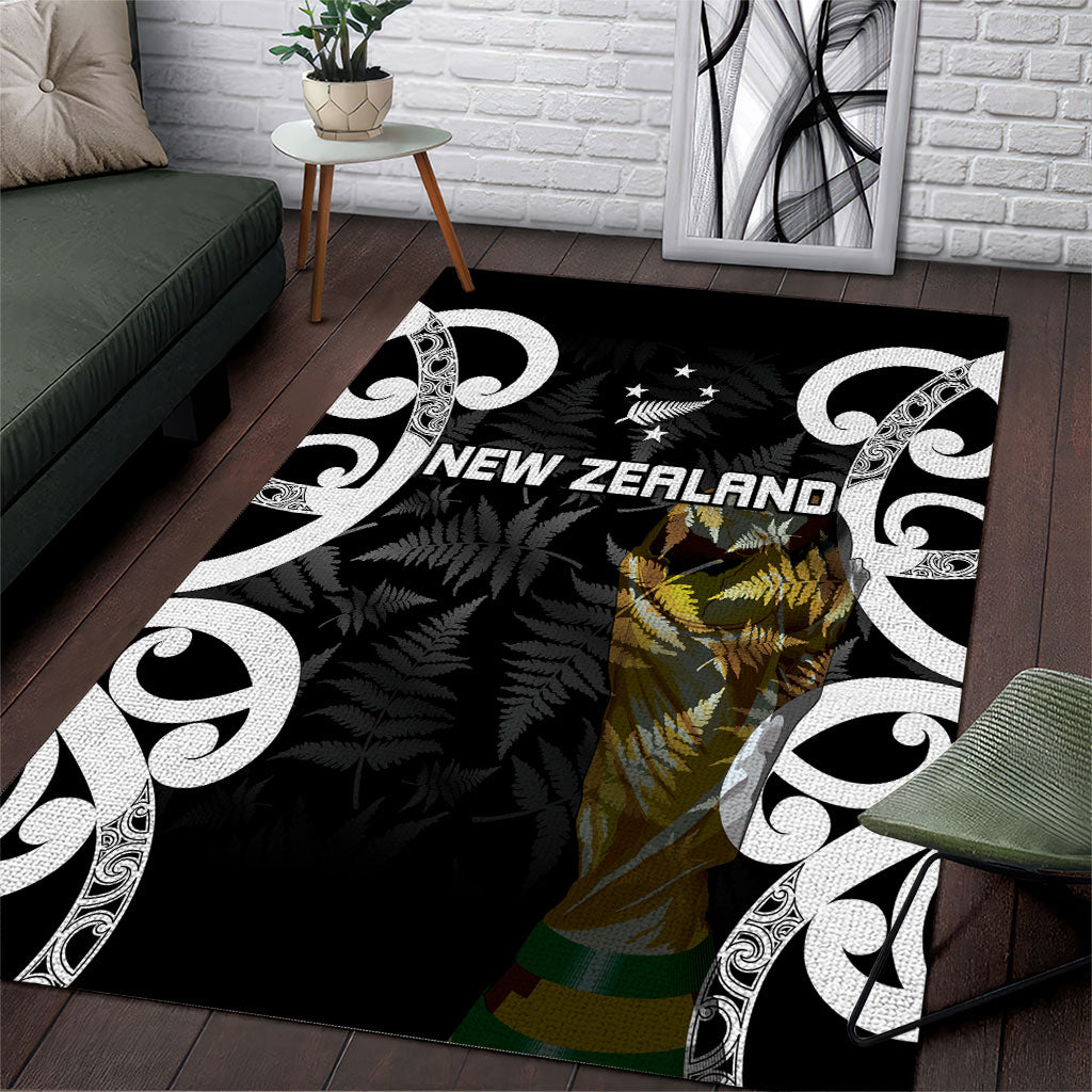 New Zealand WC2026 Black Area Rug Silver Fern