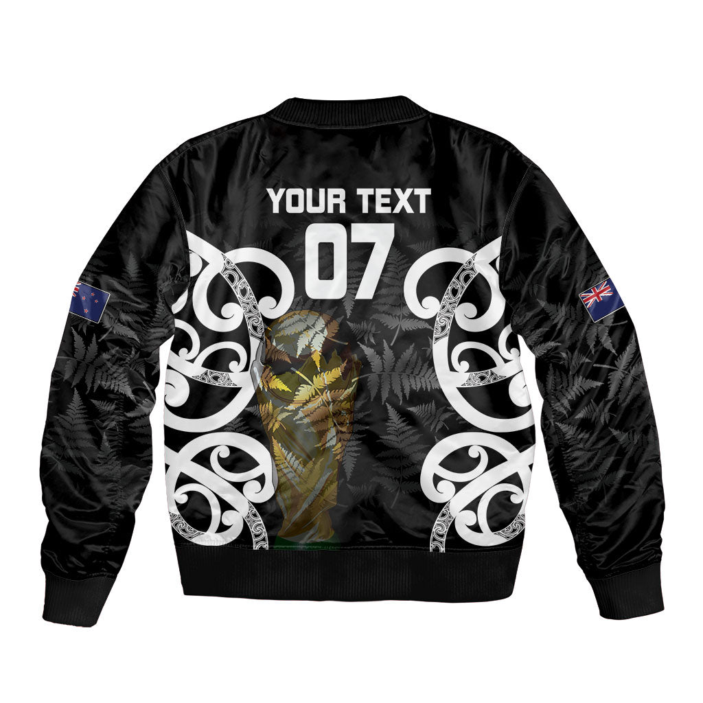 New Zealand WC2026 Custom Black Bomber Jacket Silver Fern
