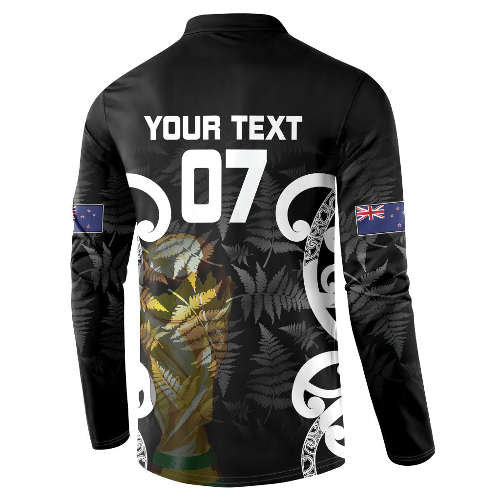 New Zealand WC2026 Custom Black Button Sweatshirt Silver Fern