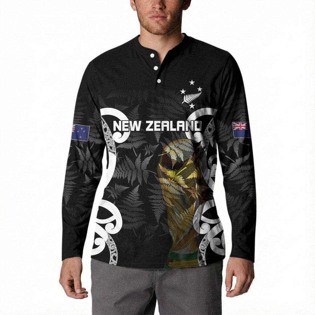 New Zealand WC2026 Custom Black Button Sweatshirt Silver Fern