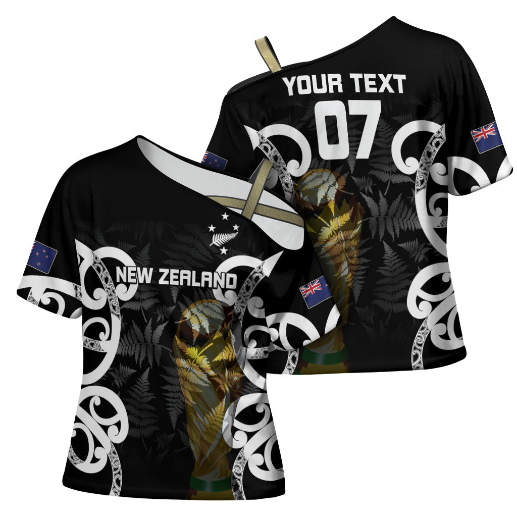 New Zealand WC2026 Custom Black Cross Shoulder Shirt Silver Fern