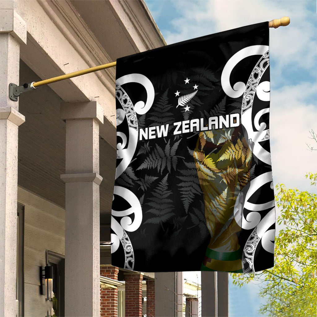 New Zealand WC2026 Black Garden Flag Silver Fern LT7 House Flag Black - Polynesian Pride