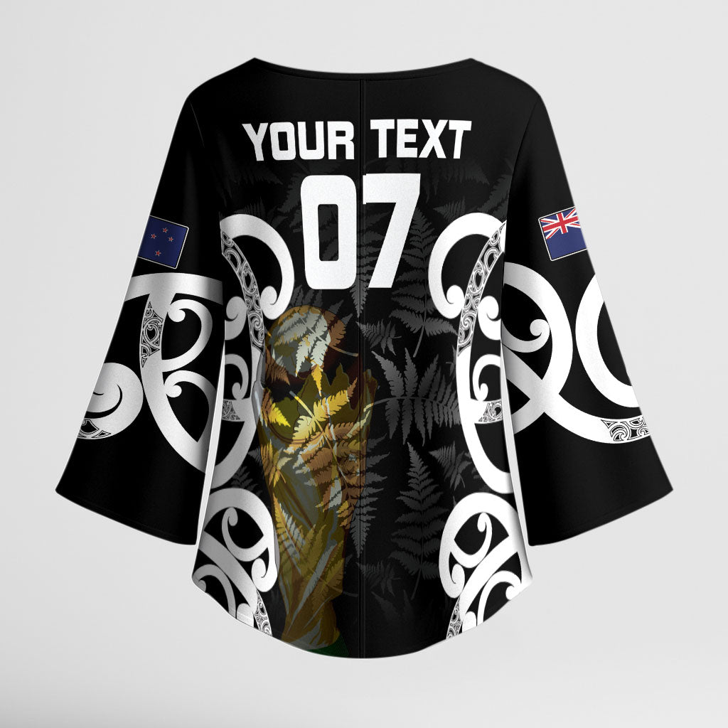 New Zealand WC2026 Custom Black Kimono Sleeve Blouse Silver Fern