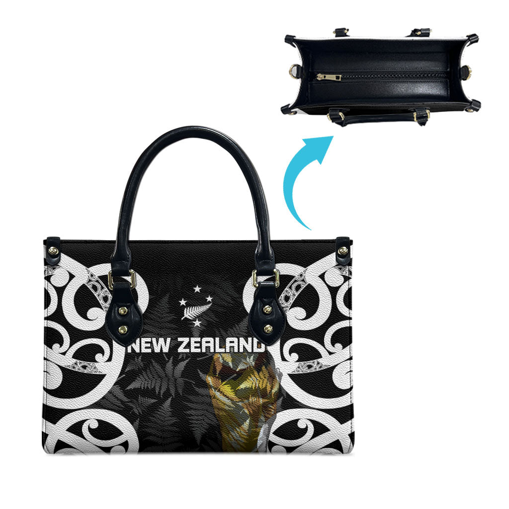 New Zealand WC2026 Black Leather Bag Silver Fern