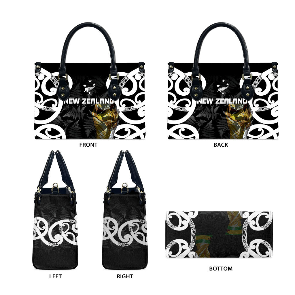 New Zealand WC2026 Black Leather Bag Silver Fern