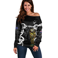 New Zealand WC2026 Custom Black Off Shoulder Sweater Silver Fern
