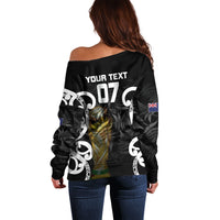 New Zealand WC2026 Custom Black Off Shoulder Sweater Silver Fern