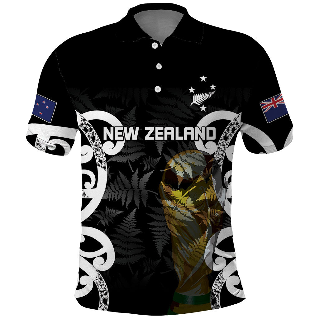 New Zealand WC2026 Custom Black Polo Shirt Silver Fern