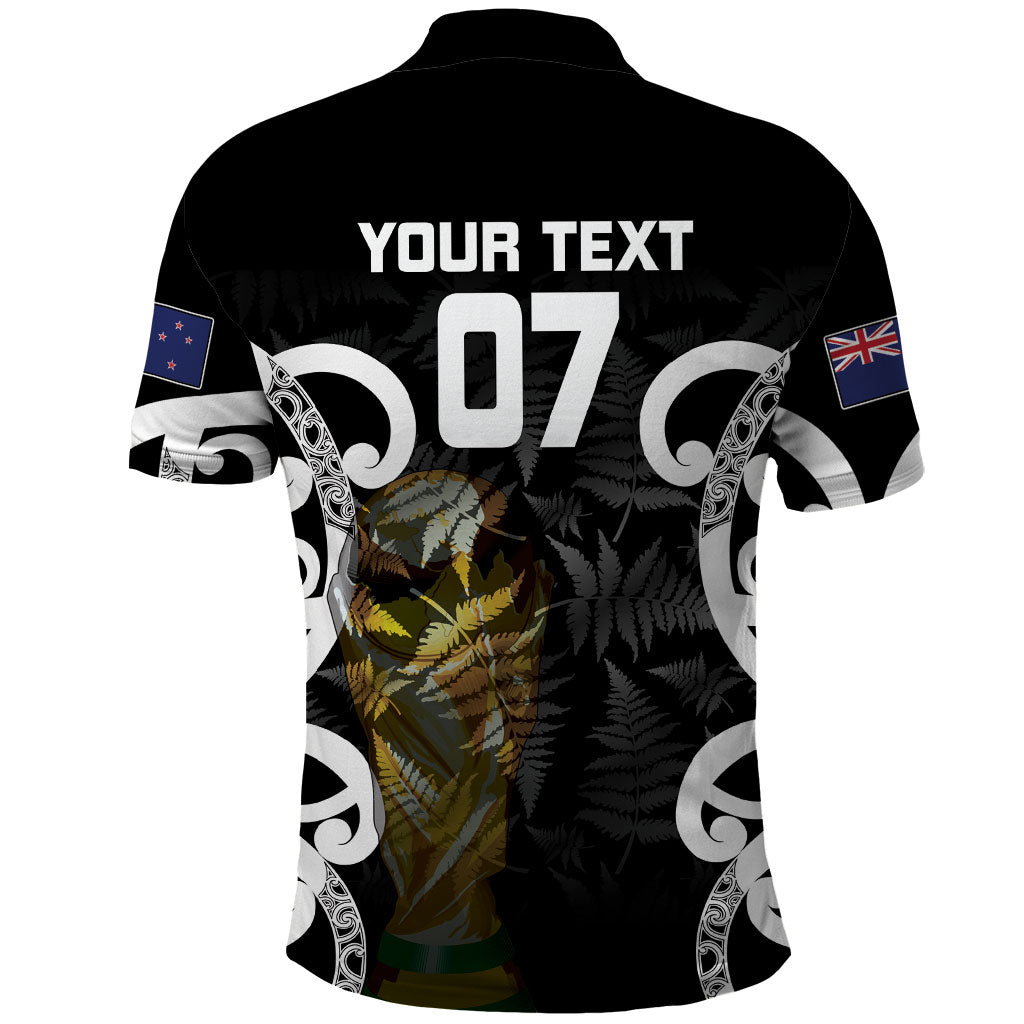 New Zealand WC2026 Custom Black Polo Shirt Silver Fern
