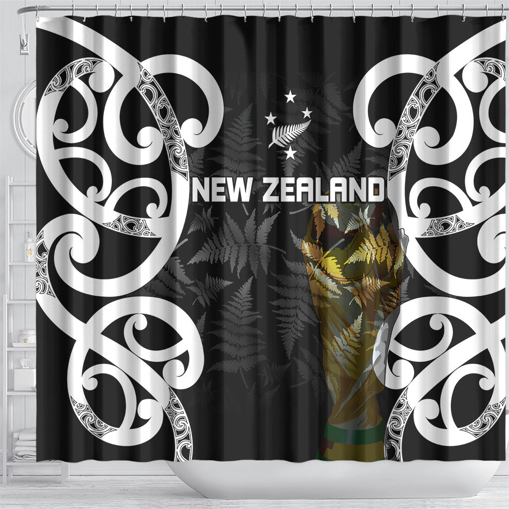 New Zealand WC2026 Black Shower Curtain Silver Fern