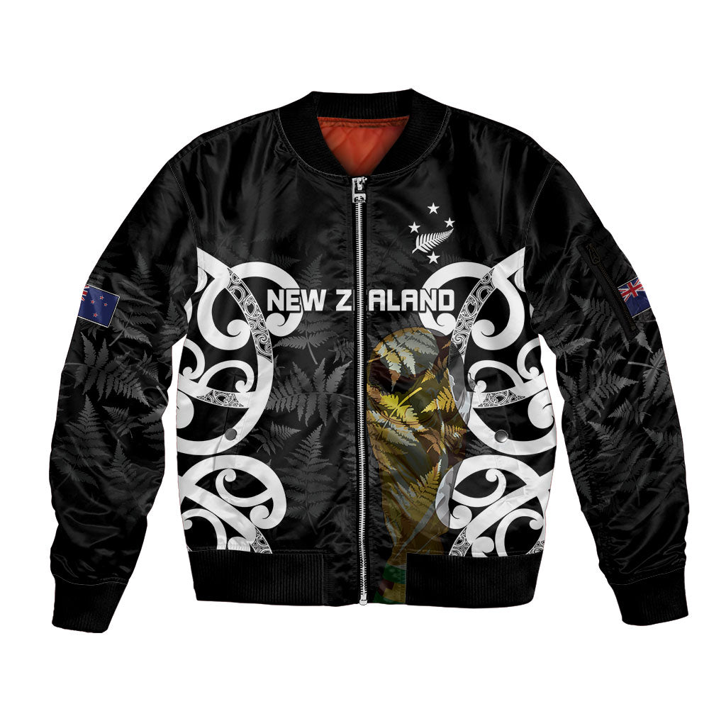 New Zealand WC2026 Custom Black Sleeve Zip Bomber Jacket Silver Fern