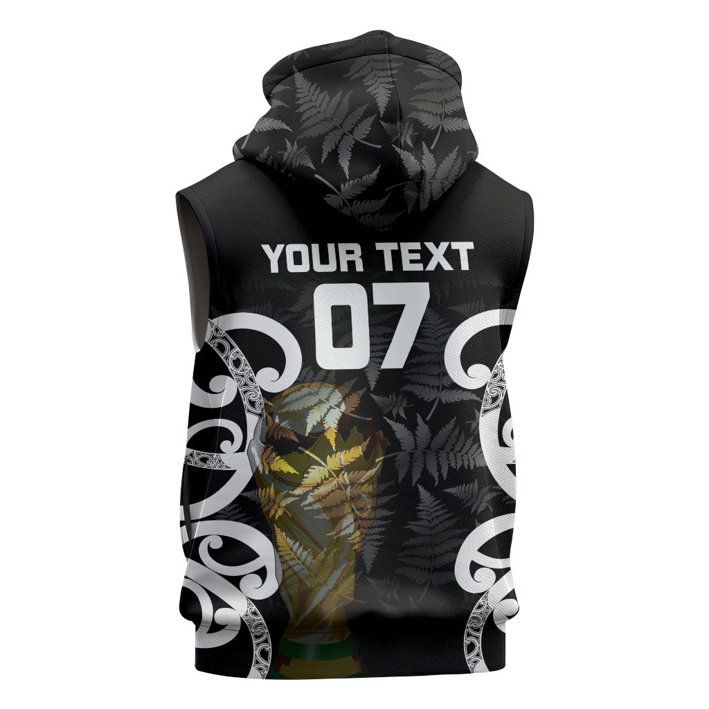 New Zealand WC2026 Custom Black Sleeveless Hoodie Silver Fern