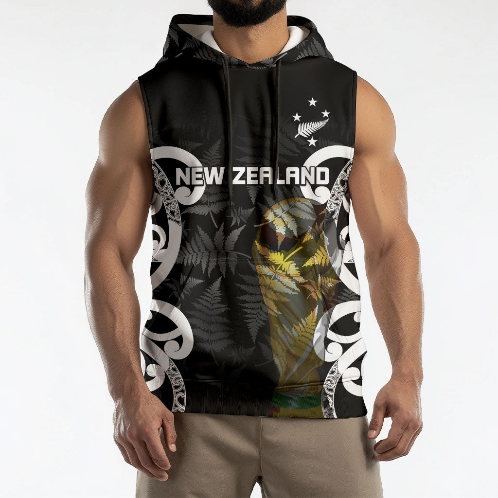 New Zealand WC2026 Custom Black Sleeveless Hoodie Silver Fern