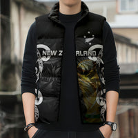 New Zealand WC2026 Custom Black Sleeveless Puffer Jacket Silver Fern