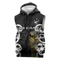 New Zealand WC2026 Custom Black Sleeveless Zip Hoodie Silver Fern