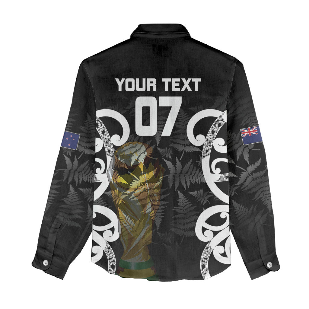 New Zealand WC2026 Custom Black Women Casual Shirt Silver Fern