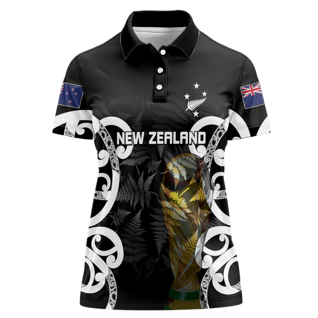 New Zealand WC2026 Custom Black Women Polo Shirt Silver Fern