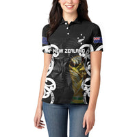 New Zealand WC2026 Custom Black Women Polo Shirt Silver Fern