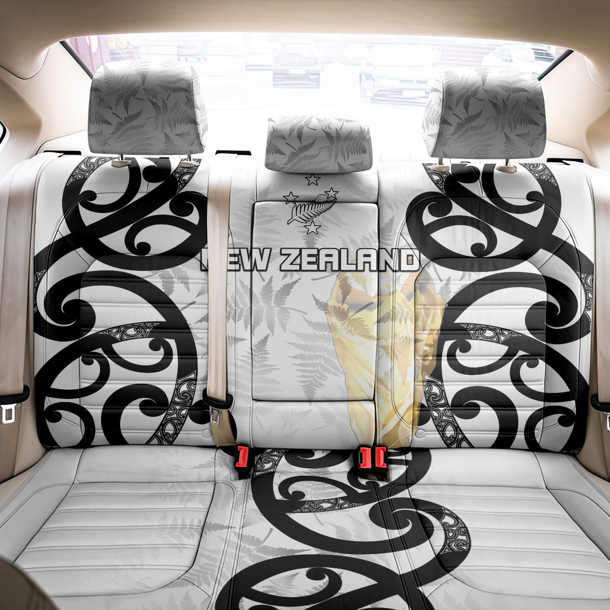 New Zealand WC2026 White Back Car Seat Cover Silver Fern