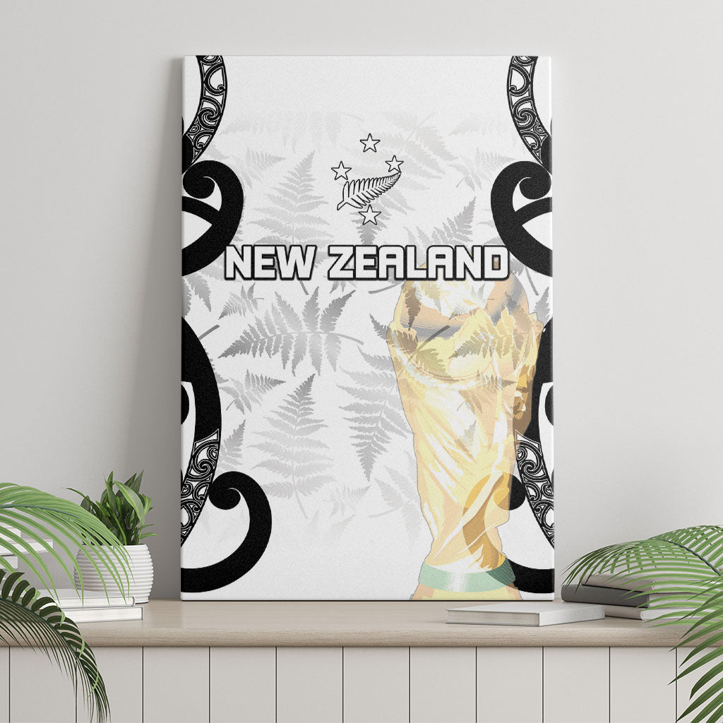New Zealand WC2026 White Canvas Wall Art Silver Fern