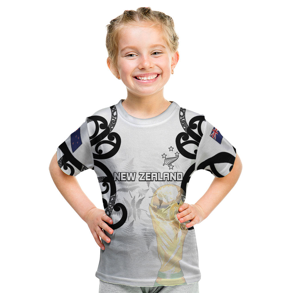 New Zealand WC2026 Custom White Kid T Shirt Silver Fern