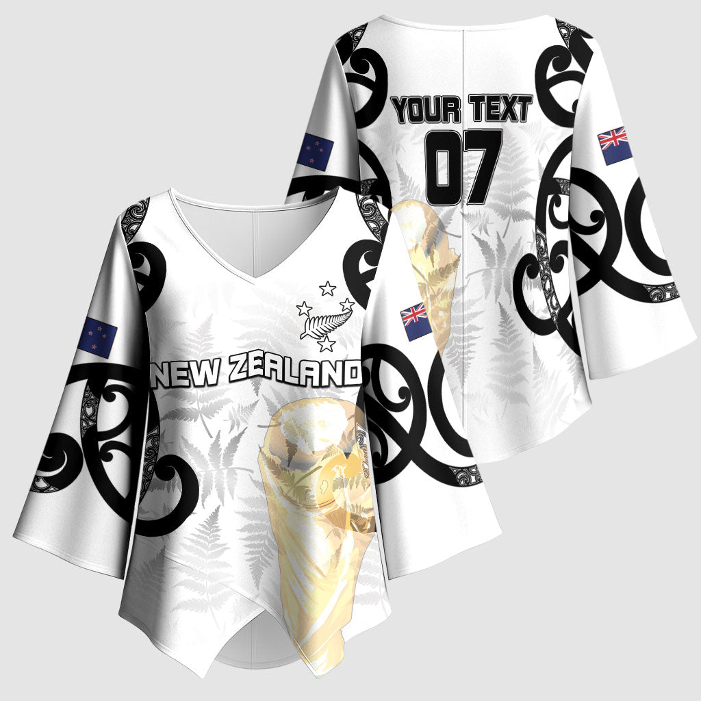 New Zealand WC2026 Custom White Kimono Sleeve Blouse Silver Fern