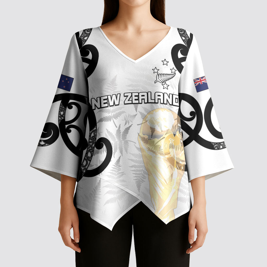 New Zealand WC2026 Custom White Kimono Sleeve Blouse Silver Fern