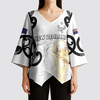 New Zealand WC2026 Custom White Kimono Sleeve Blouse Silver Fern