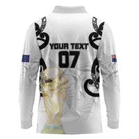 New Zealand WC2026 Custom White Long Sleeve Polo Shirt Silver Fern