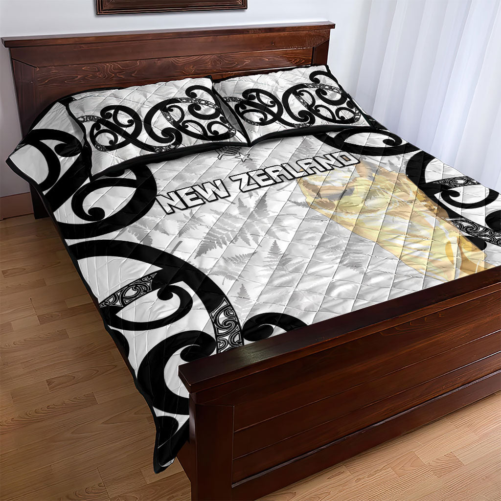 New Zealand WC2026 White Quilt Bed Set Silver Fern
