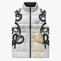 New Zealand WC2026 Custom White Sleeveless Puffer Jacket Silver Fern