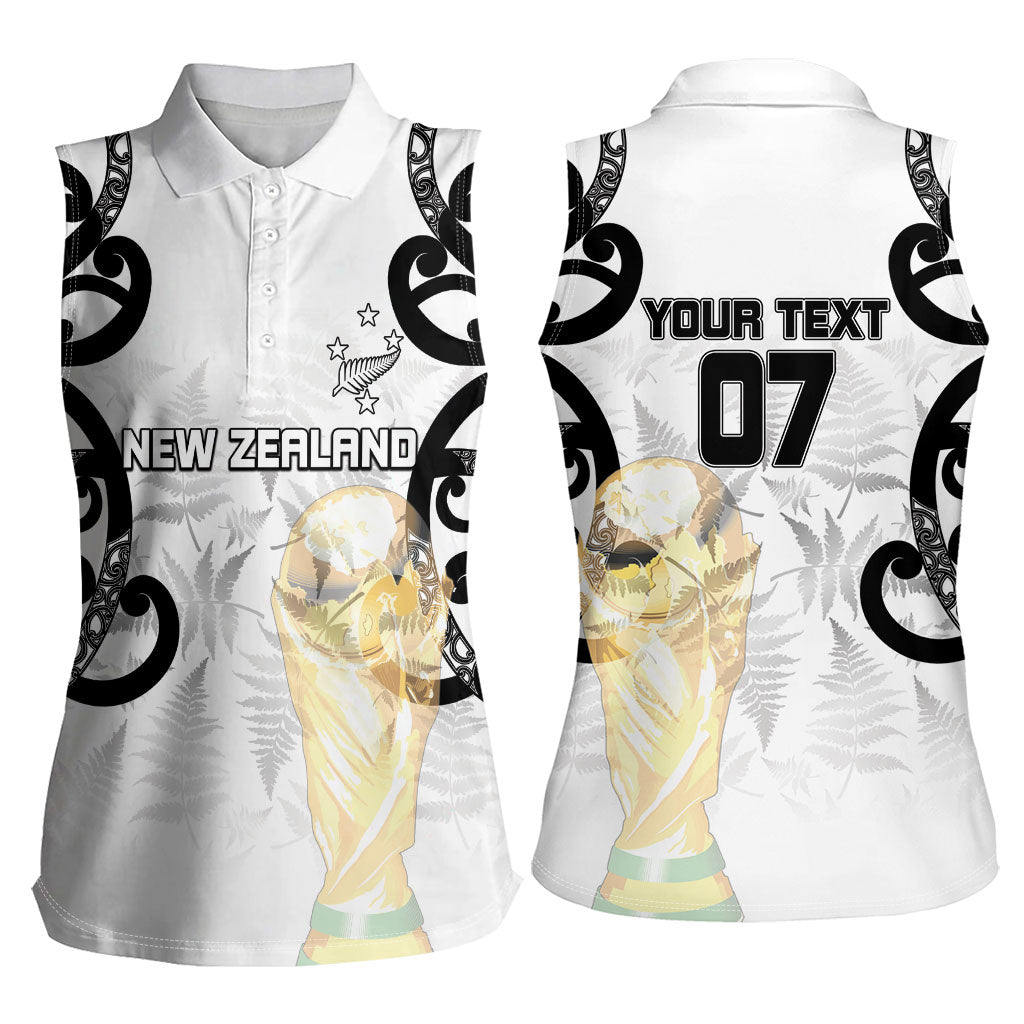 New Zealand WC2026 Custom White Women Sleeveless Polo Shirt Silver Fern