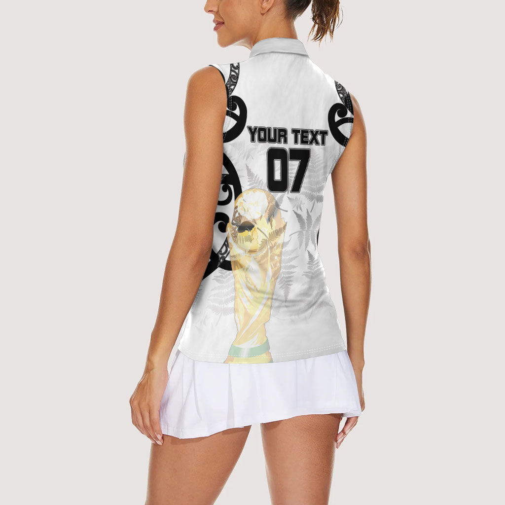 New Zealand WC2026 Custom White Women Sleeveless Polo Shirt Silver Fern