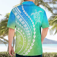 Polynesian Pride Hawaiian Shirt Turtle Hibiscus Luxury Style - Gradient Blue LT7 - Polynesian Pride