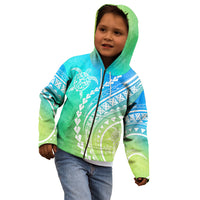 Polynesian Pride Kid Hoodie Turtle Hibiscus Luxury Style - Gradient Blue LT7 - Polynesian Pride