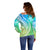 Polynesian Pride Off Shoulder Sweater Turtle Hibiscus Luxury Style - Gradient Blue LT7 - Polynesian Pride