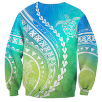Polynesian Pride Sweatshirt Turtle Hibiscus Luxury Style - Gradient Blue LT7 - Polynesian Pride