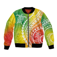 Polynesian Pride Bomber Jacket Turtle Hibiscus Luxury Style - Reggae LT7 Unisex Reggae - Polynesian Pride