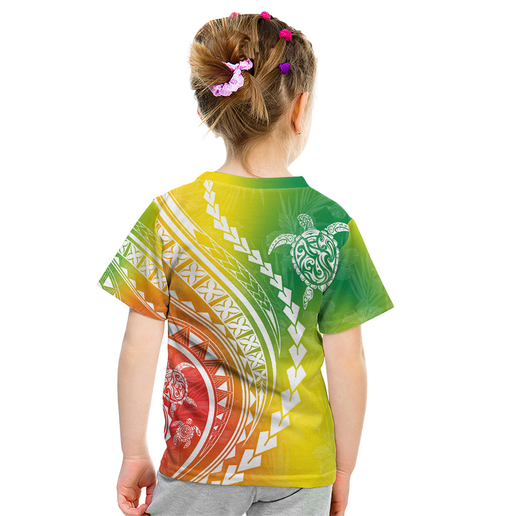 Polynesian Pride Kid T Shirt Turtle Hibiscus Luxury Style - Reggae LT7 - Polynesian Pride