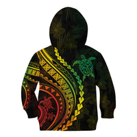 Polynesian Pride Kid Hoodie Turtle Hibiscus Luxury Style - Reggae Ver2 LT7 - Polynesian Pride