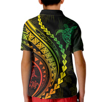Polynesian Pride Kid Polo Shirt Turtle Hibiscus Luxury Style - Reggae Ver2 LT7 - Polynesian Pride