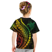 Polynesian Pride Kid T Shirt Turtle Hibiscus Luxury Style - Reggae Ver2 LT7 - Polynesian Pride