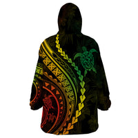 Polynesian Pride Wearable Blanket Hoodie Turtle Hibiscus Luxury Style - Reggae Ver2 LT7 - Polynesian Pride