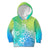 Polynesia Kid Hoodie Plumeria Blue Gradient Curves LT7 Hoodie Blue Green - Polynesian Pride