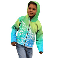 Polynesia Kid Hoodie Plumeria Blue Gradient Curves LT7 - Polynesian Pride