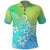 Polynesia Polo Shirt Plumeria Blue Gradient Curves LT7 Blue Green - Polynesian Pride