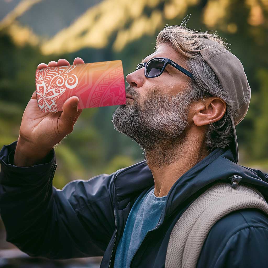 Polynesia 4 in 1 Can Cooler Tumbler Plumeria Pink Gradient Curves