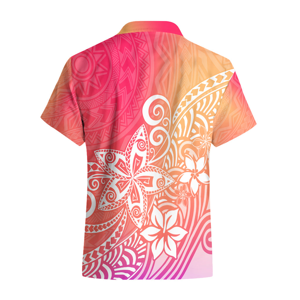Polynesia Hawaiian Shirt Plumeria Pink Gradient Curves LT7 - Polynesian Pride