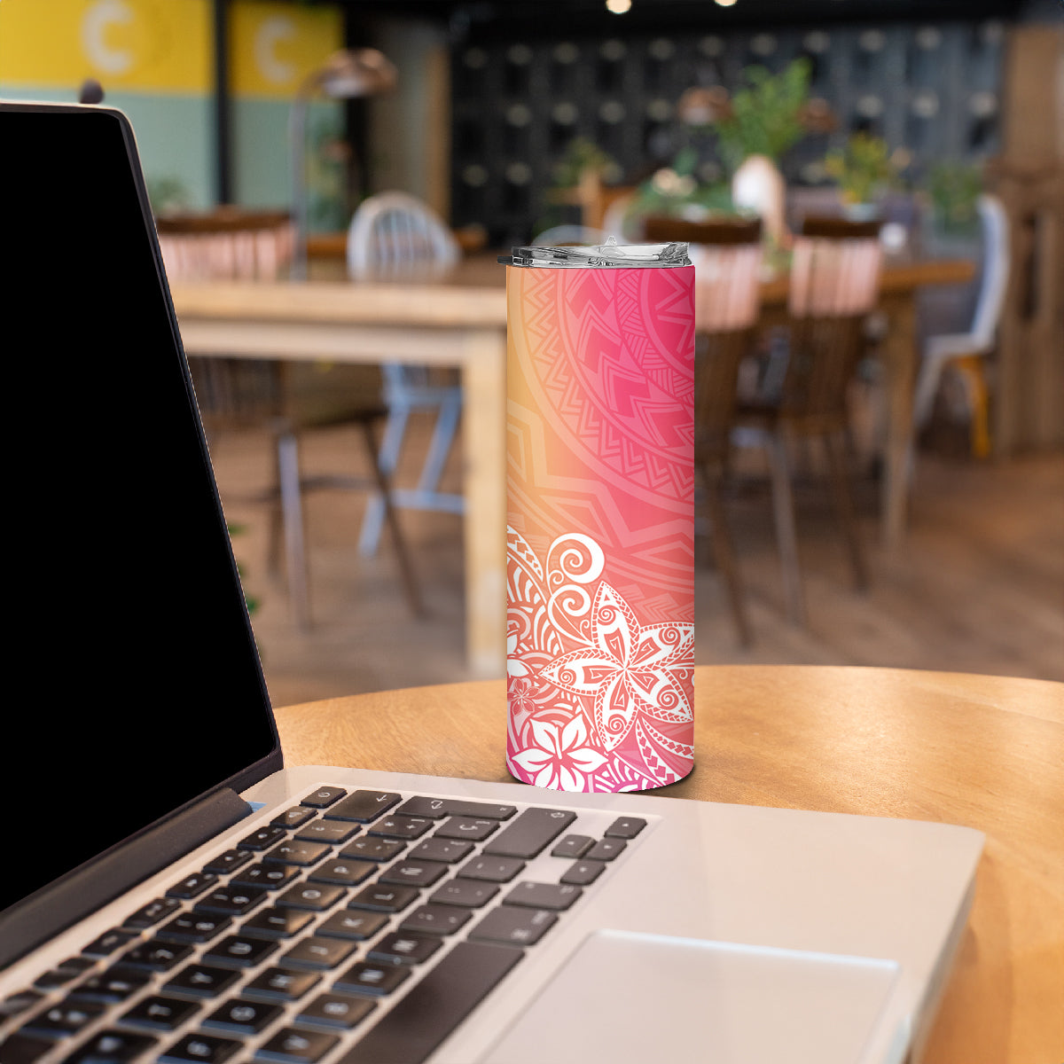 Polynesia Skinny Tumbler Plumeria Pink Gradient Curves